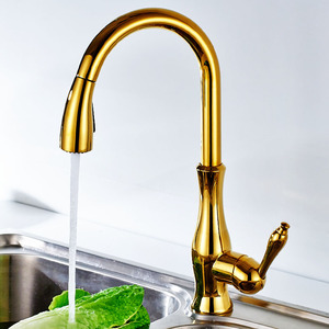Современный золотой кухонный смеситель с одной ручкой - Product Image 3