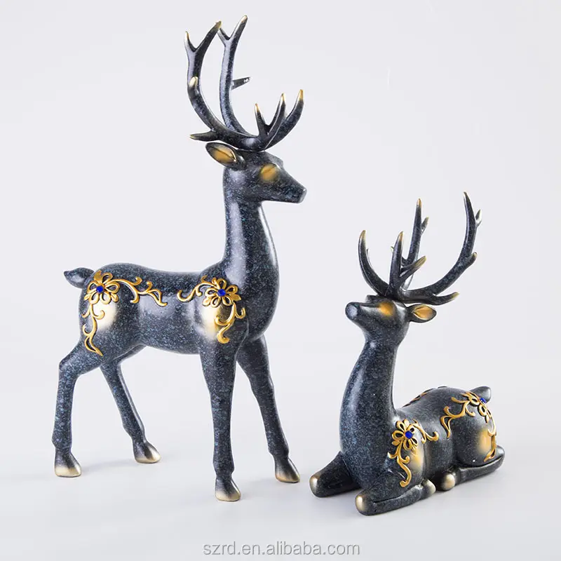 Resina decorativa de cervos sika estatueta de escultura animal feita em poliresina