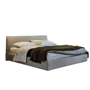 Üretici özelleştirilmiş son tasarım yatak çift kraliçe yumuşak yatak basit tasarım ahşap kumaş yatak kral boyutu yatak odası mobilyası