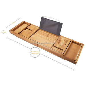 Natural Bamboo <strong>Bath</strong> Tub Caddy with Removable Serving <strong>Tray</strong>, Phone and Tablet Compartments, Spa <strong>Tray</strong> Shower <strong>Bath</strong> Tub - Product Image 4