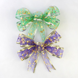 Tren baru pita hias Natal Organza pita bermata-kawat berkilau pita dekorasi elegan untuk dekorasi perayaan - Product Image 2