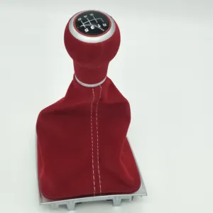 Cubierta de perilla de cambio de marchas Manual de línea roja de cuero genuino para Volkswagen <span class=keywords><strong>GOLF</strong></span> <span class=keywords><strong>7</strong></span> VII MK7 5G1 711 113 D - Product Image 1