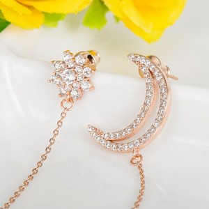 Teemi al por mayor de cobre amarillo de la joyería mujeres Pendientes baratos más nuevos Único del Zircon Elemento <span class=keywords><strong>Luna</strong></span> y estrel - Product Image 2