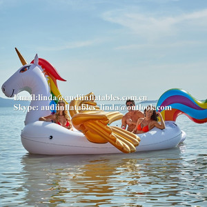 Grande île de piscine gonflable en forme de <span class=keywords><strong>licorne</strong></span>, <span class=keywords><strong>bateau</strong></span> de piscine gonflable pour 6 personnes pour les fêtes - Product Image 2
