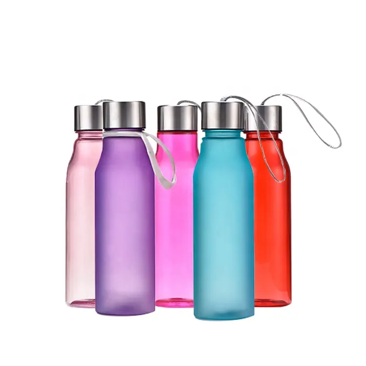 500ML Portable Plastic Sports Bottle with Stainless Steel Lid