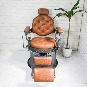 Vevor — chaise de salon classique, inclinable à l'arrière, vintage, robuste, antique, marron, pour barbier, tout usage, pour hommes, 2019 - Product Image 4