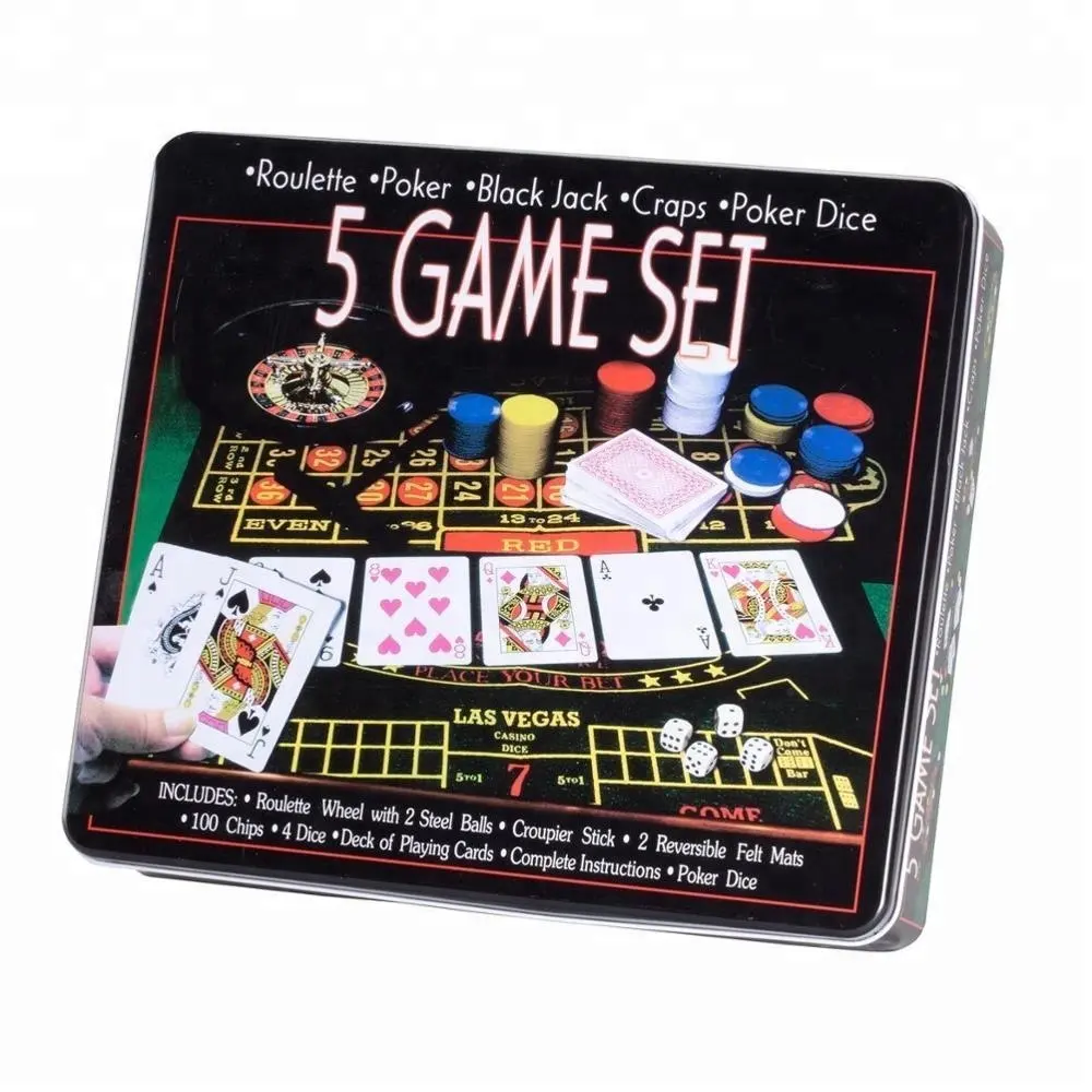 Set Permainan Kasino 5 Dalam 1, Poker Hitam Jack Craps Poker Dadu Permainan Pesta