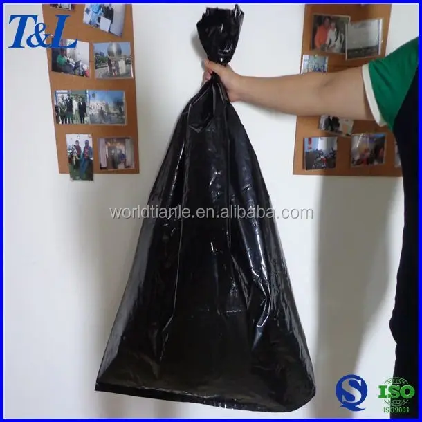 55GAL tamaño 95x120cm 3mil LDPE bolsa de basura de plástico negro enorme bolsa de basura en stock
