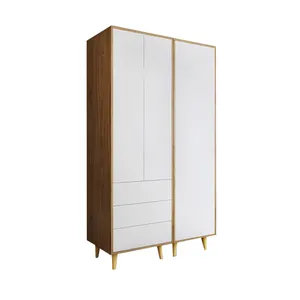 北欧设计现代豪华木质衣柜三聚氰胺带3个抽屉双门双门家居家具