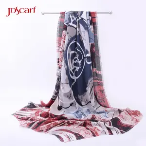 plain spandex scarf plain cotton voile printed square hijab