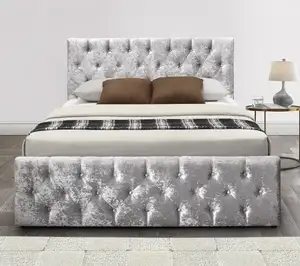 Бархатная кровать серого цвета с отделением для хранения под кроватью, мебель для спальни