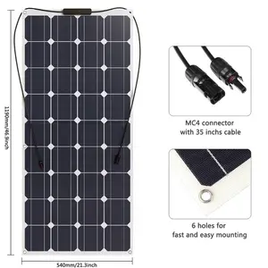 Cina Grosir 100W 18V 12V Fleksibel Mono Etfe Energi Surya Panel Solar Module