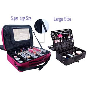 Sac de voyage de maquillage pour brosse femmes bigoudi Salon outil de beauté des ongles attacher au chariot avec miroir Portable maquillage Train Case - Product Image 6
