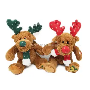 Muestra gratis animales personalizados de peluche de Navidad ciervos de juguete de Navidad juguetes de peluche electrónicos animados de Navidad musical animado de Navidad
