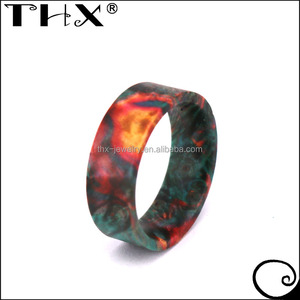 Bague d'anniversaire de mariage en bois Staypak, couleur personnalisable disponible : vert et rouge <span class=keywords><strong>feu</strong></span>, bague en bois uni - Product Image 4