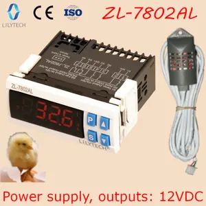 ZL-7802AL, entradas y salidas de 12VDC, controlador de incubadora de 12v, Lilytech, controlador de temperatura y humedad para incubadora