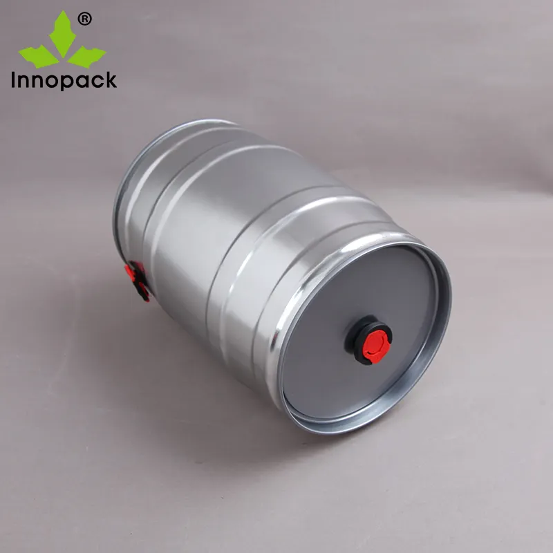 small round stainless steel draft 5l mini beer keg with closure and tap