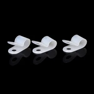 chinese factory supply high quality white color ul94-v2 fire resistant cheap electric r shape plastic nylon pa66 cable clamps