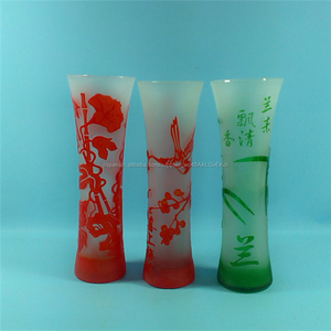Sola flor florero de <span class=keywords><strong>cristal</strong></span>/<span class=keywords><strong>rojo</strong></span> superposición verde en forma de jarrón de <span class=keywords><strong>cristal</strong></span> - Product Image 6