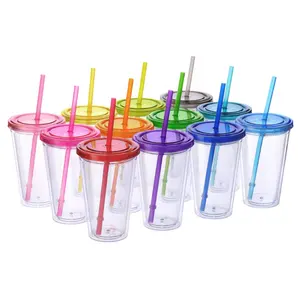 Cupture-vaso clásico aislado de dulces con tapa, Pajita reutilizable y etiquetas con nombre de Hello, 16 oz