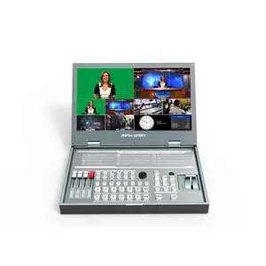Equipo de transmisión de TV mezclador de conmutador de vídeo portátil de 6 canales con pantalla Full HD de 15,6 pulgadas