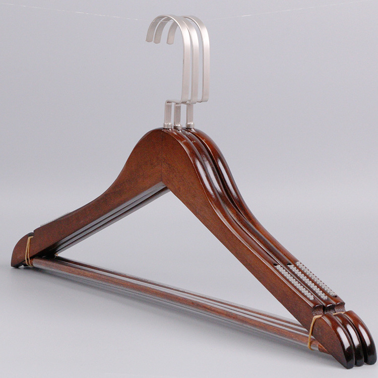 Оптовая продажа, модная вешалка для одежды для взрослых, без зажима, винтажная Вешалка из массива дерева