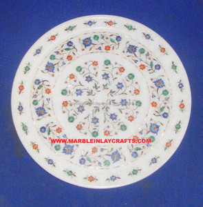 Plaque décorative en marbre incrusté, Plaque ronde en marbre - Product Image 1