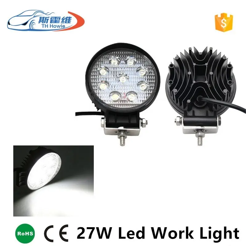 Barre d'éclairage de travail Led 27W, pour voiture tout terrain, SUV, ATV, bateau, moto, faisceau lumineux 12V 24V, 2 pièces