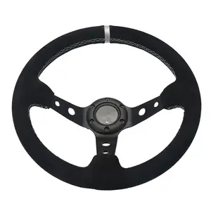 MIni NOB Classic 330mm 13 inch racing suede diepe stuurwiel, diepe schotel auto stuurwiel sport suede gewikkeld