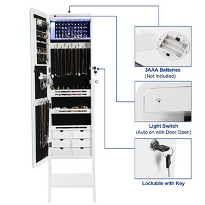 جديد تصميم شعبية مرآة أفقية الأبيض دولاب ملابس مع خزانة مجوهرات بداخله للفتيات - Product Image 3