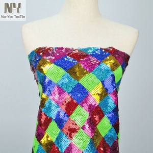 Nanyee Dệt 5 mét Đa Màu Sắc Kim Cương Patched Sequin Vải - Product Image 4