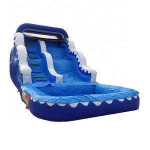 Thương Mại Lớn PVC Màu Xanh Và Trắng Trẻ Em Trượt Và Trượt Trượt Nước Inflatable Với Hồ Bơi Cho Thuê - Product Image 3