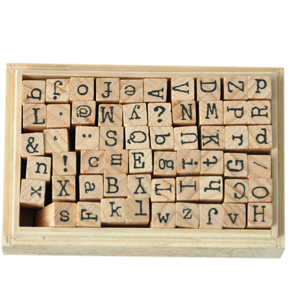 49pcs Capital Letters and Small Letters Woodenblock Stamp Set