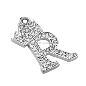 Commercio all'ingrosso di Yiwu Fabbrica di Nuovo Modo Capitale Alfabeto Lettere <span class=keywords><strong>R</strong></span> Corona di Fascini Del Pendente Per Collane Fare - Product Image 2