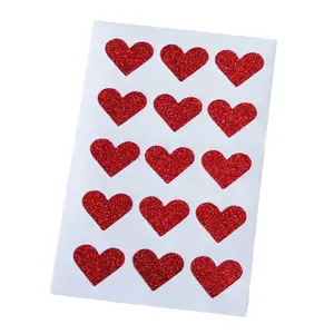Barato brillo corazón en forma de etiqueta adhesiva para la decoración