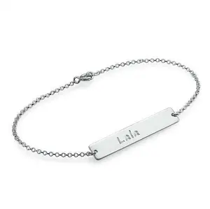Personalized Bar Name Bracelet write names,silver plated engraved bracelet write name