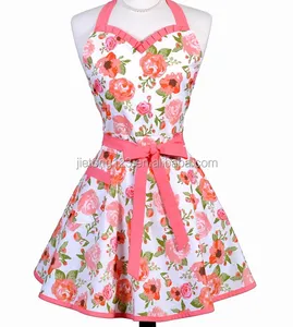 Sweetheart Womens ผ้ากันเปื้อนสีส้ม Sherbet Rose Aprons ดอกไม้