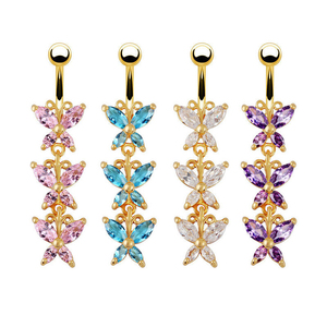 Của phụ nữ vật liệu đồng bướm Zircon bụng nút Vòng của phụ nữ rốn đồ trang sức cơ thể xuyên đồ trang sức - Product Image 2