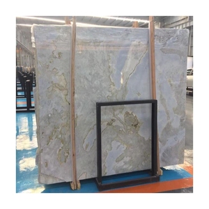 السماء الزرقاء والسحب البيضاء حجر الرخام الجزع مع الأخضر ألواح عريضة - Product Image 2