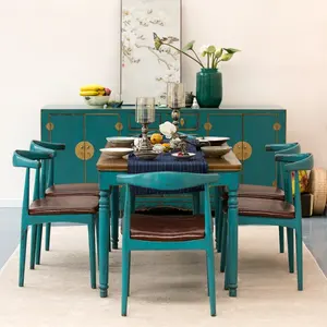 नव-चीनी फर्नीचर व्यथित पेंट खाने की मेज आरामदायक लकड़ी अनुकूलन खाने की मेज स्टाइल खाने की मेज