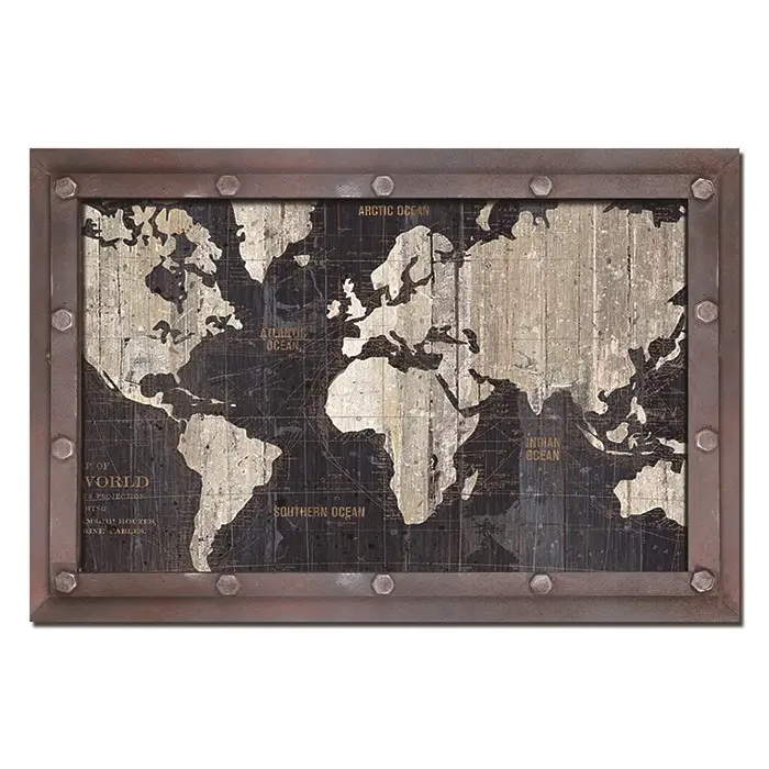 Paper Prints Home Decorative Wall Art Wooden World Map