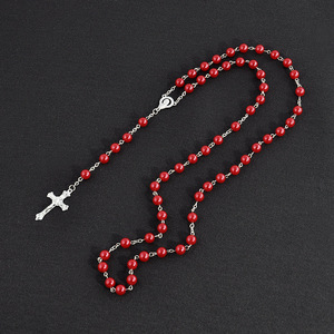 6 Della Perla di colore Rosa <span class=keywords><strong>Collana</strong></span> Del <span class=keywords><strong>Rosario</strong></span> Cattolico della Traversa di Modo Della <span class=keywords><strong>Collana</strong></span> Religiosa - Product Image 5