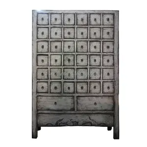 Asian shabby chic antique furniture wooden distressed medicine furniture cabinet