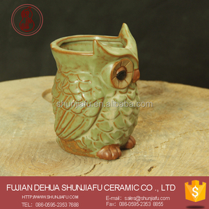 Pots à plantes en céramique en forme de hibou, Pots pour plantes, bonsaï pour bureau, offre spéciale - Product Image 4
