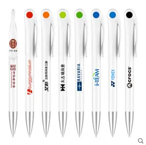 2022 بالجملة شعبية الأبيض تويست قلم مصنع المطبوعة الأقلام مخصص شعار الأزرق الحبر كرة رخيصة القلم