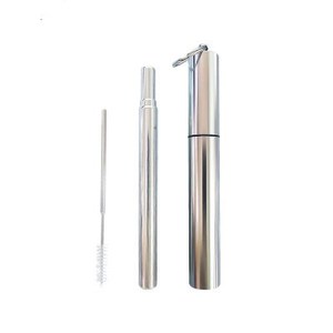 Pajita plegable portátil de acero inoxidable, conjunto de paja telescópica de Metal con funda de aluminio - Product Image 3