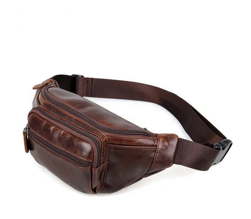 Dreamtop DTC149 custom brand name mens sports waist bag daily use genuine leather waist bag