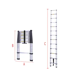 Tangga lipat teleskopik 3.8M, tangga lipat aluminium lurus tunggal