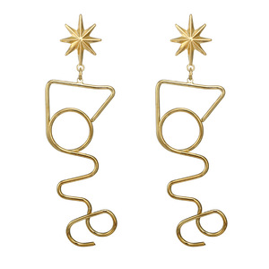 encanto partido declaración joyas oído 18 K chapado en oro brillante estrella hueco carta <span class=keywords><strong>amor</strong></span> cuelgan los pendientes - Product Image 1