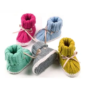 공장 도매 아기 부드러운 따뜻한 부츠 손 니트 어린이 신발